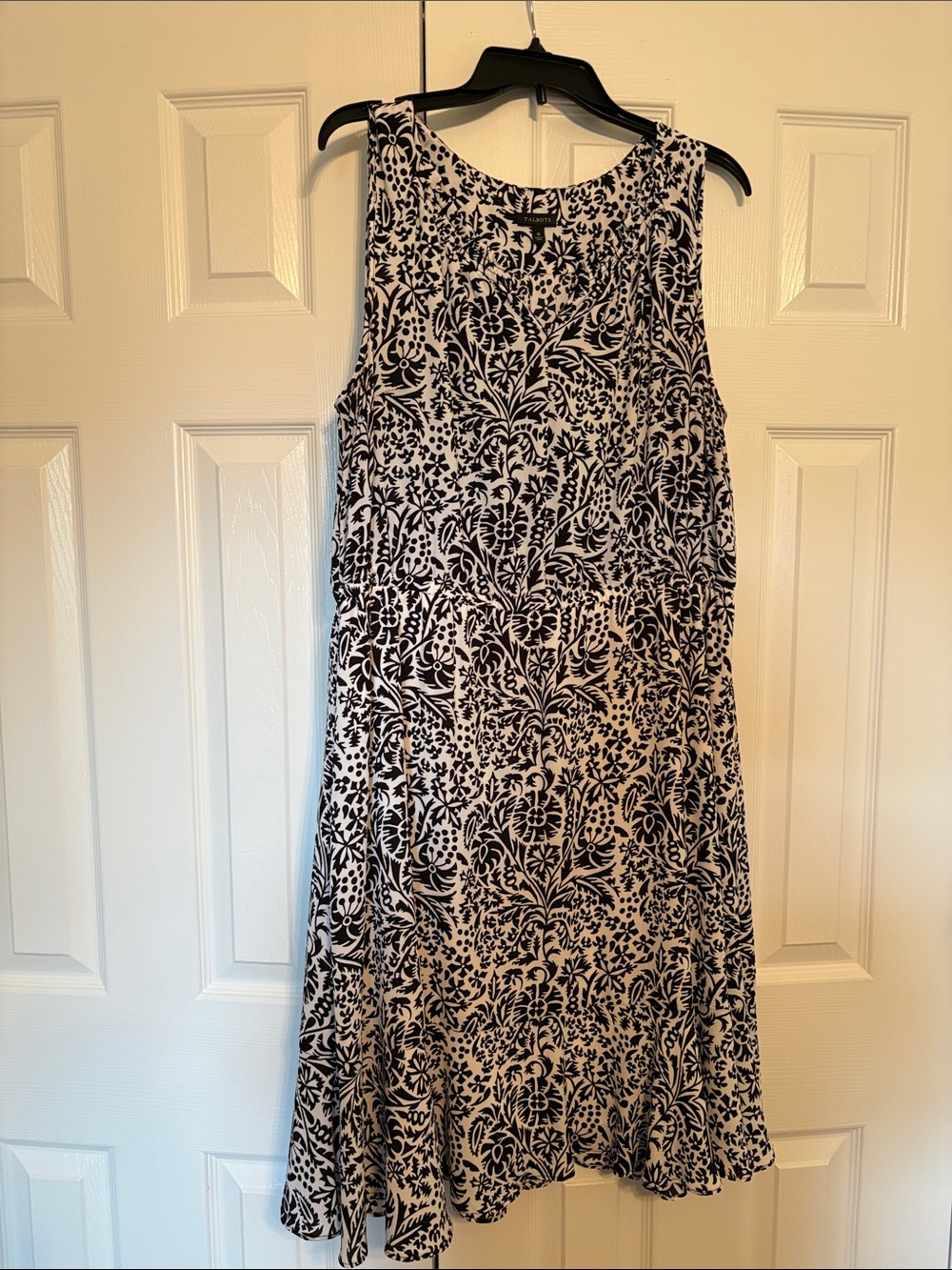 Talbots Black and White Floral Midi Dress